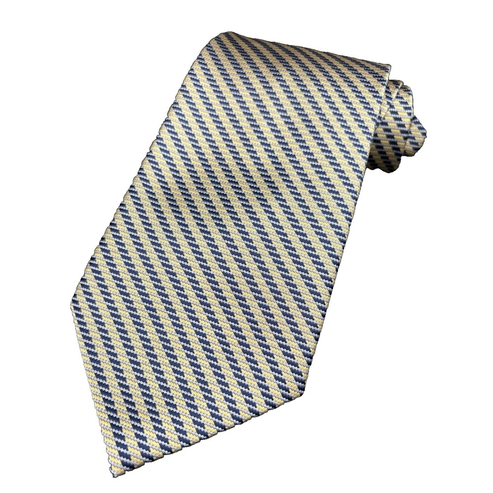New Men's Tie Zanzara 100% Silk Gold Black Strips 4" x 59" Preppy Office NWT